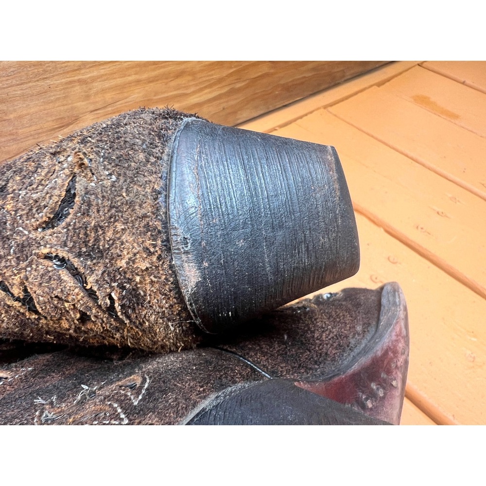 Corral Brown Distressed Leather Black Sequin Inlay Western Boots R1152 8.5M - Picture 6 of 13